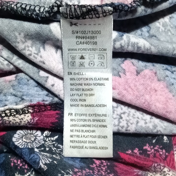 XXI Forever21 Floral Print Women's Mini Dress Sz M Stretchy Blue Pink - Picture 6 of 7